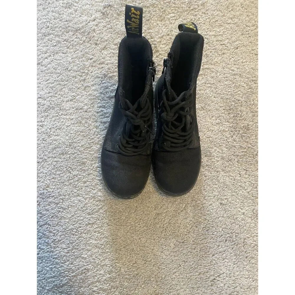 Dr. Martens Boots Kids Size 1 J Combat Canvas Black Youth Shoes Casual Normcore